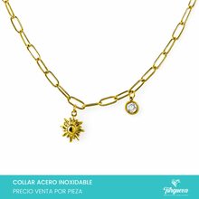 Load image into Gallery viewer, Collar Sol + Zirconia Dorado Acero Inoxidable
