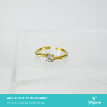 Load image into Gallery viewer, Anillo Zirconia Dorado Acero Inoxidable
