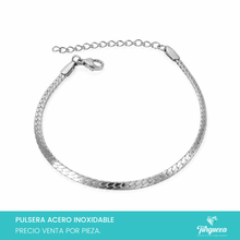 Load image into Gallery viewer, Pulsera Cubana Planchada Plateada (19cm-3mm) Acero Inoxidable
