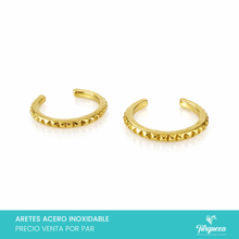 Cargar imagen en el visor de la galería, Arete Earcuff Dorado Acero Inoxidable
