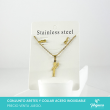 Cargar imagen en el visor de la galería, Conjunto Niño con Avioncito Dorado Acero Inoxidable
