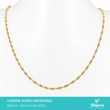 Cargar imagen en el visor de la galería, Cadena Torcida Mini Dorada (45cm-3mm) Acero Inoxidable
