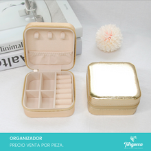Load image into Gallery viewer, Joyero Vinipiel Dorado Metalico Mini Estuche Organizadora de Joyería
