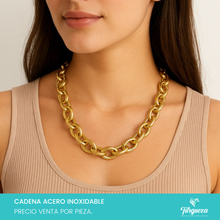 Load image into Gallery viewer, Cadena Argollas Chunky Dorado (43cm-11mm) Acero Inoxidable

