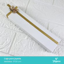 Load image into Gallery viewer, Caja de Joyería Blanca con Moño Dorado (5*20.5cm)
