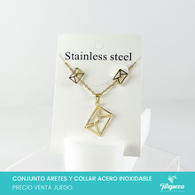 Cargar imagen en el visor de la galería, Conjunto Sobre Carta Contorno Dorado Acero Inoxidable
