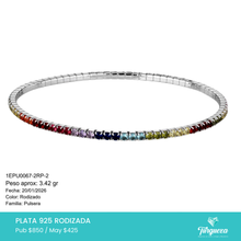 Cargar imagen en el visor de la galería, Brazalete Tenis Elástico Joyería Plata .925
