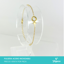 Cargar imagen en el visor de la galería, Pulsera Simbolo Mujer Dorada Acero Inoxidable
