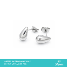 Cargar imagen en el visor de la galería, Aretes Dupes Gota Mini 1cm Plateado Acero
