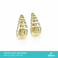 Cargar imagen en el visor de la galería, Aretes Dupes Gota Curly 3.5cm Dorado Acero
