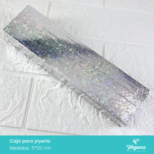 Cargar imagen en el visor de la galería, Caja de Joyería Plateada Tornasol Estrellas (5*20cm)
