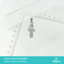 Cargar imagen en el visor de la galería, Dije San Benito CH Plateado (2.5cm) Acero Inoxidable
