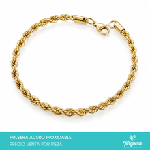 Cargar imagen en el visor de la galería, Pulsera Torsal Dorada (18cm-4mm) Acero Inoxidable
