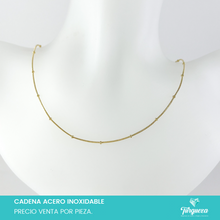 Cargar imagen en el visor de la galería, Cadena Tubular Mini con Bolita Dorada (45cm-1mm) Acero Inoxidable
