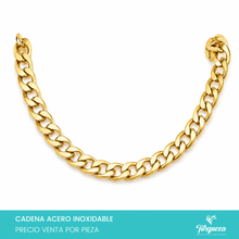 Load image into Gallery viewer, Cadena Choker Cubana Dorada (43cm-9mm) Acero Inoxidable
