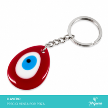 Load image into Gallery viewer, Llavero Ojo Rojo Plateado
