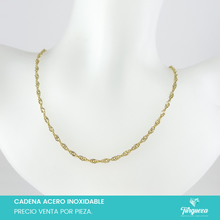 Cargar imagen en el visor de la galería, Cadena Torcida Mini Dorada (45cm-3mm) Acero Inoxidable
