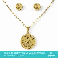 Load image into Gallery viewer, Conjunto Mapa Mundi Radar Dorado Acero Inoxidable
