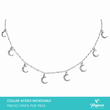 Cargar imagen en el visor de la galería, Collar Lunas Plateado Acero Inoxidable
