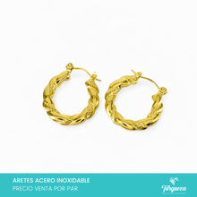 Load image into Gallery viewer, Arete Arracada Dorado 2cm Acero Inoxidable
