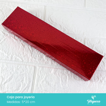 Cargar imagen en el visor de la galería, Caja de Joyería Roja Tornasol Estrellas (5*20cm)
