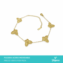 Cargar imagen en el visor de la galería, Pulsera Dupe Vc Mariposa Doble Cara Dorada Acero Inoxidable
