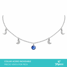 Cargar imagen en el visor de la galería, Collar Dijes Lunas Plateado Acero Inoxidable
