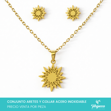Load image into Gallery viewer, Conjunto Girasol Dorado Acero Inoxidable
