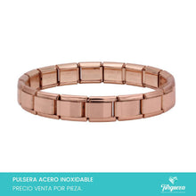 Load image into Gallery viewer, Pulsera Tipo Italiana Rose Gold Brillosa (18 charms 8mm x 1cm) Acero Inoxidable
