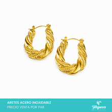 Cargar imagen en el visor de la galería, Arete Arracada Dorado 2cm Acero Inoxidable
