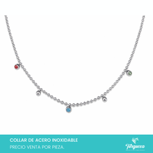 Load image into Gallery viewer, Collar Zirconias Colores Plateado Acero Inoxidable
