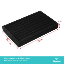 Cargar imagen en el visor de la galería, Exhibidor Charola Para Anillos Tela Terciopelo Negro
