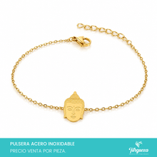 Load image into Gallery viewer, Pulsera Buda Dorada Acero Inoxidable
