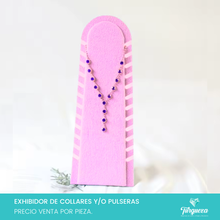 Load image into Gallery viewer, Exhibidor Para Collares y/o Pulseras Vertical Tela Rosa
