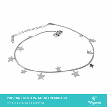 Load image into Gallery viewer, Pulsera Tobillera Estrellas Plateado Acero Inoxidable

