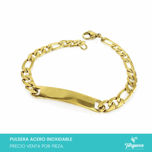 Cargar imagen en el visor de la galería, Pulsera Esclava Carte Dorado Acero Inoxidable (19cm-6mm)
