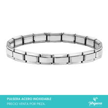 Load image into Gallery viewer, Pulsera Tipo Italiana Delgada Plateado (18 charms 6mm x 1cm) Acero Inoxidable
