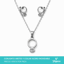 Load image into Gallery viewer, Conjunto Anillo de Compromiso Plateado Acero Inoxidable

