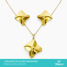 Cargar imagen en el visor de la galería, Conjunto Ondulado Dorado Acero Inoxidable
