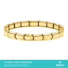 Cargar imagen en el visor de la galería, Pulsera Tipo Italiana Delgada Dorada (18 charms 6mm x 1cm) Acero Inoxidable
