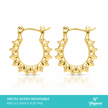 Cargar imagen en el visor de la galería, Arete Arracada Dorado (2cm) Acero Inoxidable
