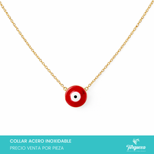 Load image into Gallery viewer, Collar Ojo Rojo Dorado Acero Inoxidable
