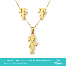 Cargar imagen en el visor de la galería, Conjunto Niña con Paleta Dorado Acero Inoxidable
