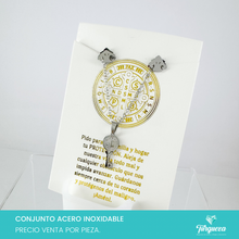 Cargar imagen en el visor de la galería, Conjunto Llave San Benito Plateado Acero Inoxidable
