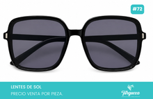 Cargar imagen en el visor de la galería, Lentes de Sol Cuadrado Negro #72
