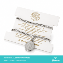 Cargar imagen en el visor de la galería, Pulsera San Benito Plateado Acero Inoxidable

