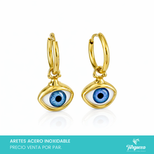 Load image into Gallery viewer, Arete Hoop Ojos 3cm Acero Inoxidable
