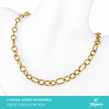 Cargar imagen en el visor de la galería, Cadena Forzada Dorado (45cm-7mm) Acero Inoxidable
