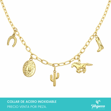 Load image into Gallery viewer, Collar Charms Vaqueros Dorado Acero Inoxidable
