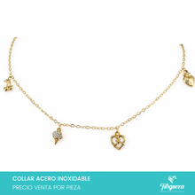 Cargar imagen en el visor de la galería, Collar Dijes Cereza, Helado, Pretzel y Fresa Acero Inoxidable
